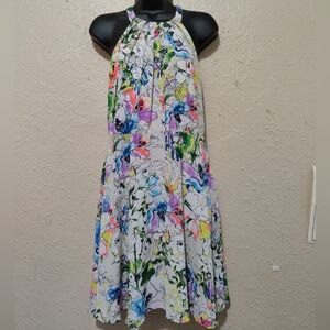 Express Neon Water Color Dress - L